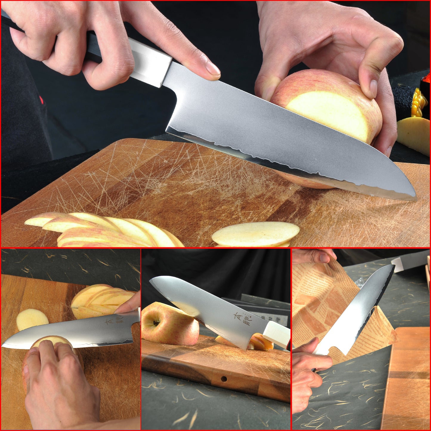 7 Inch Japanese Santoku Knife San Mai Blade Core 9Cr18Mov High Carbon Stainless Steel with 62 HRC G10 Glass Fiber Handle 180mm
