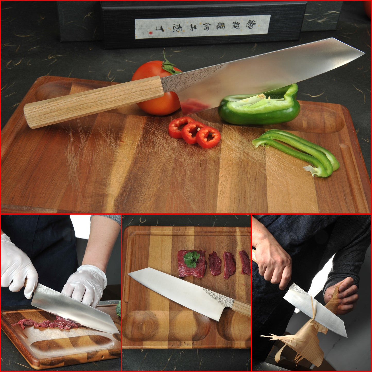 8 Inch Japanese Bunka Knife High Carbon Powder Forge Stainless Steel 905 Blade With 62 HRC Natural Ash Wood Handle Light Weight Comfortable Grip 210mm