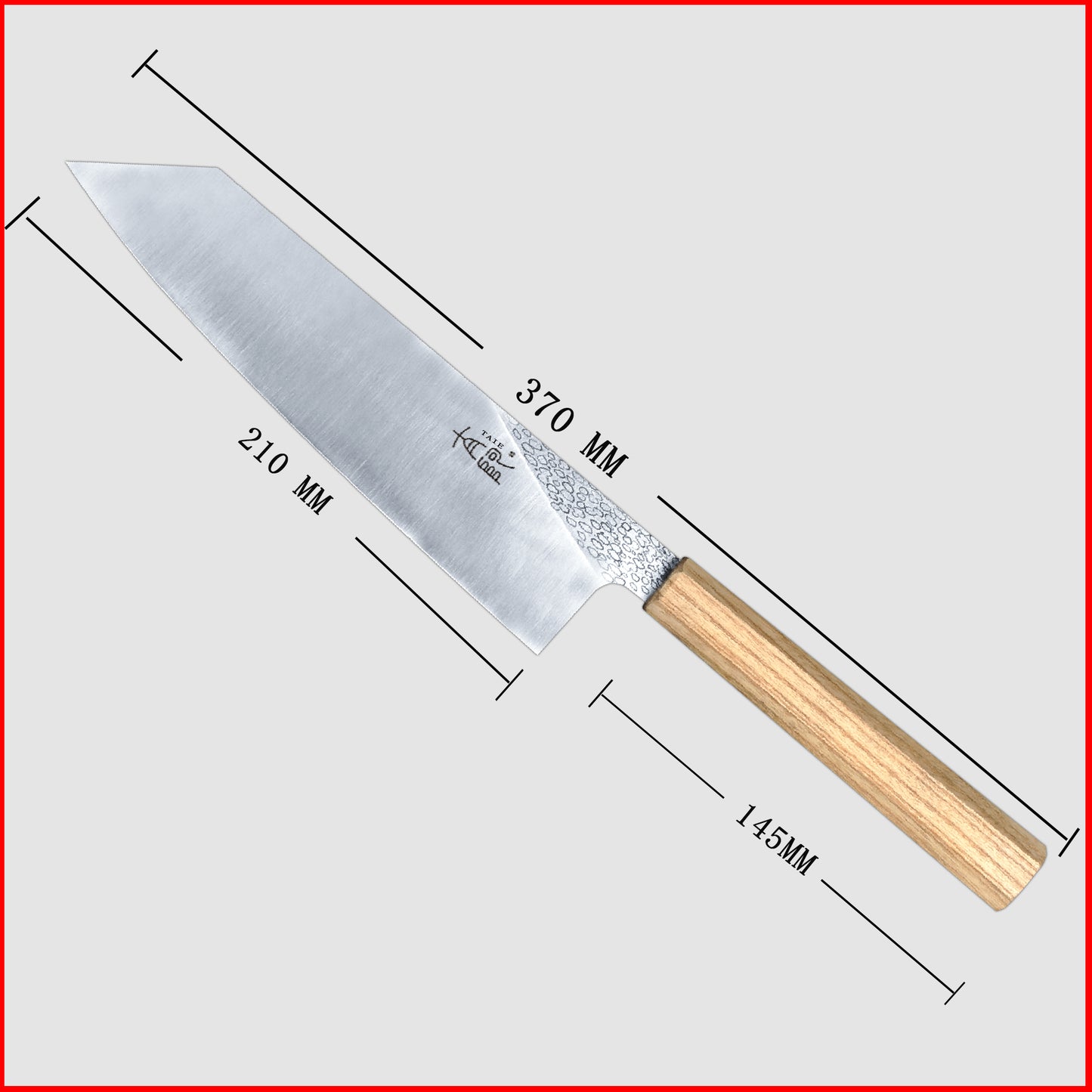 8 Inch Japanese Bunka Knife High Carbon Powder Forge Stainless Steel 905 Blade With 62 HRC Natural Ash Wood Handle Light Weight Comfortable Grip 210mm